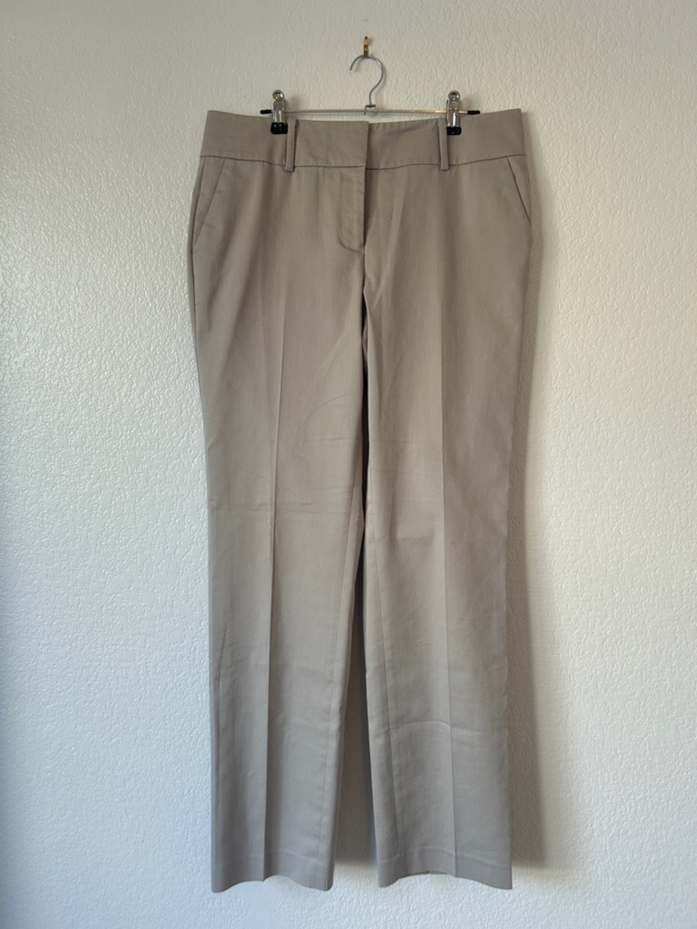 Ann Taylor Beige Straight-Leg Trousers